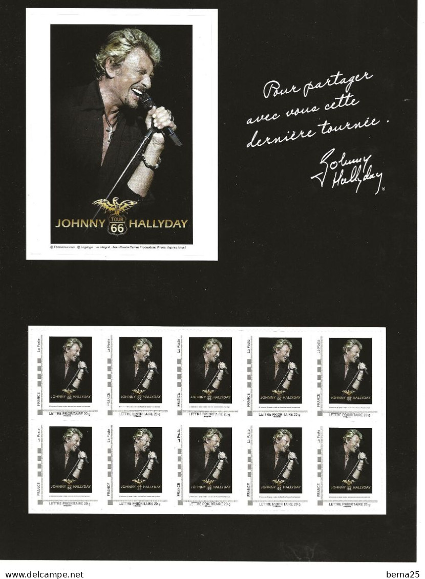 JOHNNY HALLYDAY TOUR 66 BLOC DE TIMBRES NEUFS SUR FORMAT 21X29.7 TRES BEAU - Unused Stamps