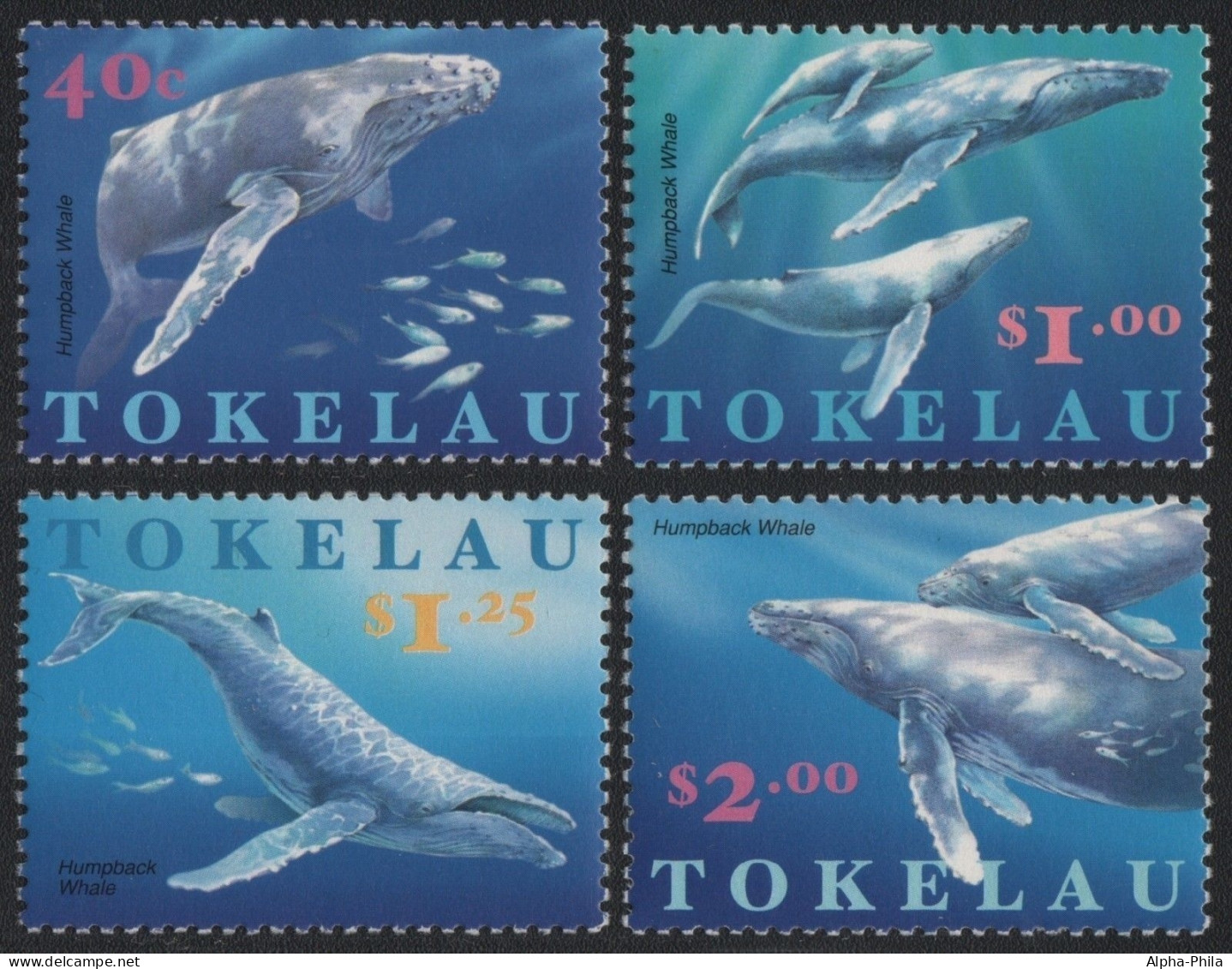 Tokelau 1997 - Mi-Nr. 244-247 ** - MNH - Wale / Whales - Tokelau