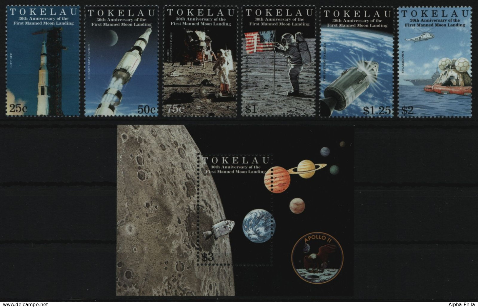 Tokelau 1999 - Mi-Nr. 281-286 & Block 19 ** - MNH - Raumfahrt / Space - Tokelau