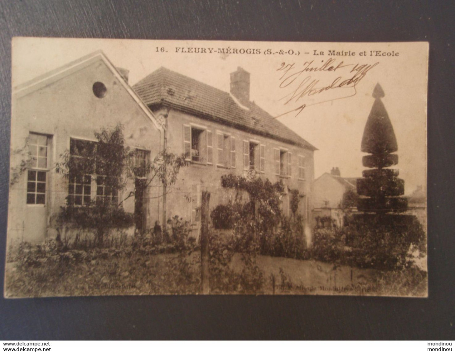 Cpa Fleury-Mérogis La Mairie Et L'Ecole.1915 Franchise Militaire Capitaine BOULAY - Fleury Merogis