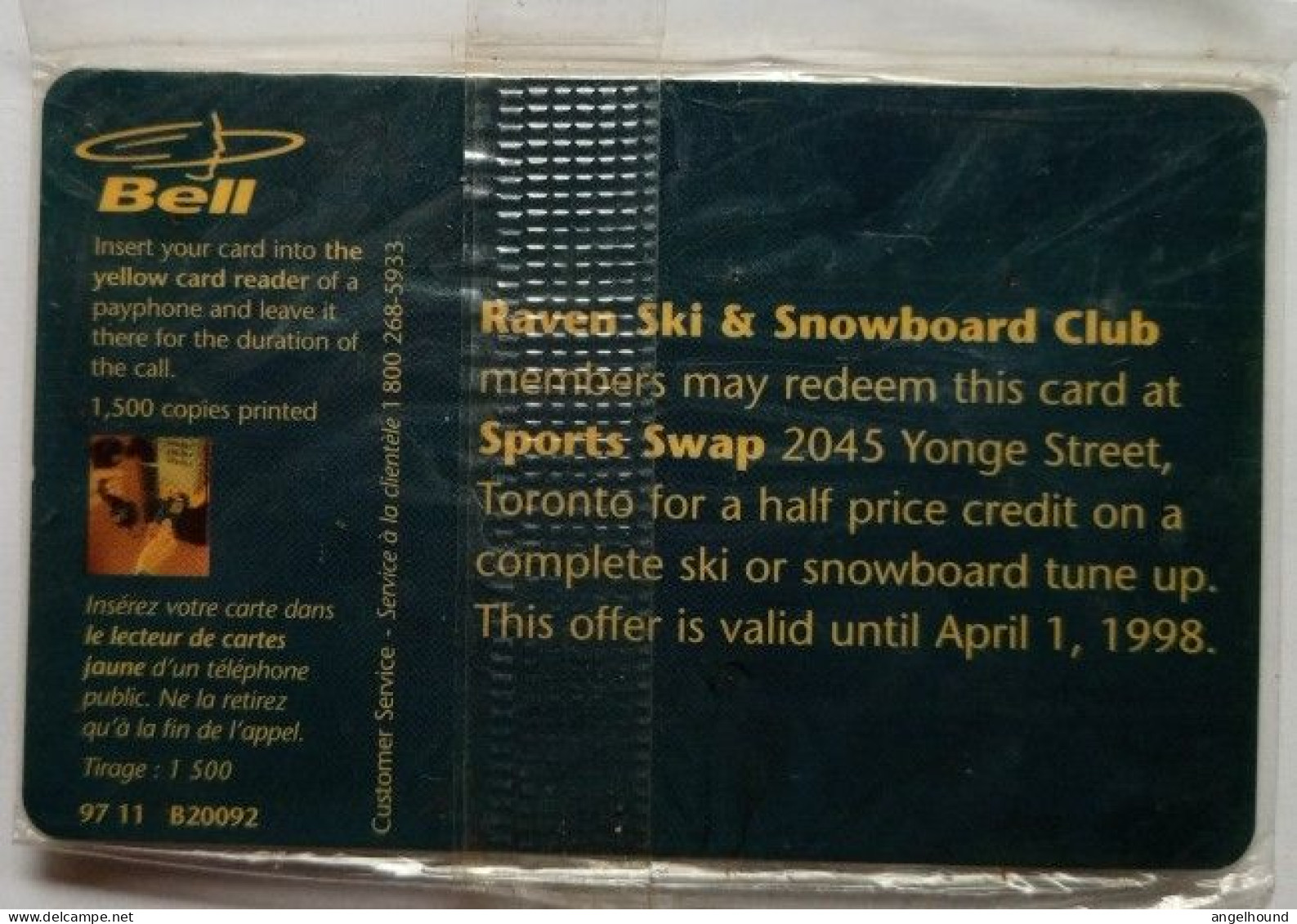 Canada $2.50  MINT Chip Card - Raven Ski And Snowboard Club - Canada