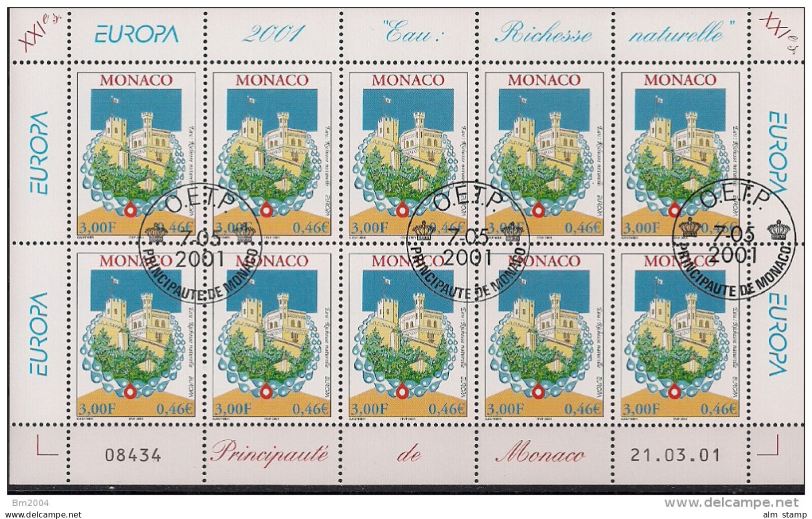 2001 Monaco     Yv.  2298-9  Mi.  2550-1 Used  Sheet  Europa - 2001