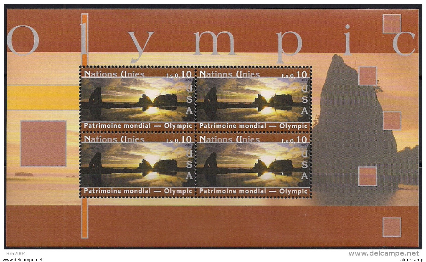 2003  UNO Genf Mi.  MH - Bl. 41-46**MNH  UNESCO-Welterbe: Vereinigte Staaten Von Amerika. - Ongebruikt