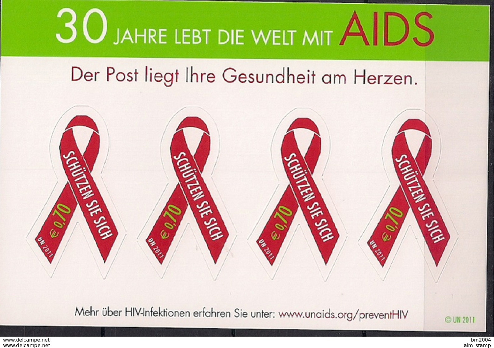 2011 UNO Wien Mi. 729 **MNH 30 Jahre Aidsbekämpfung - Unused Stamps