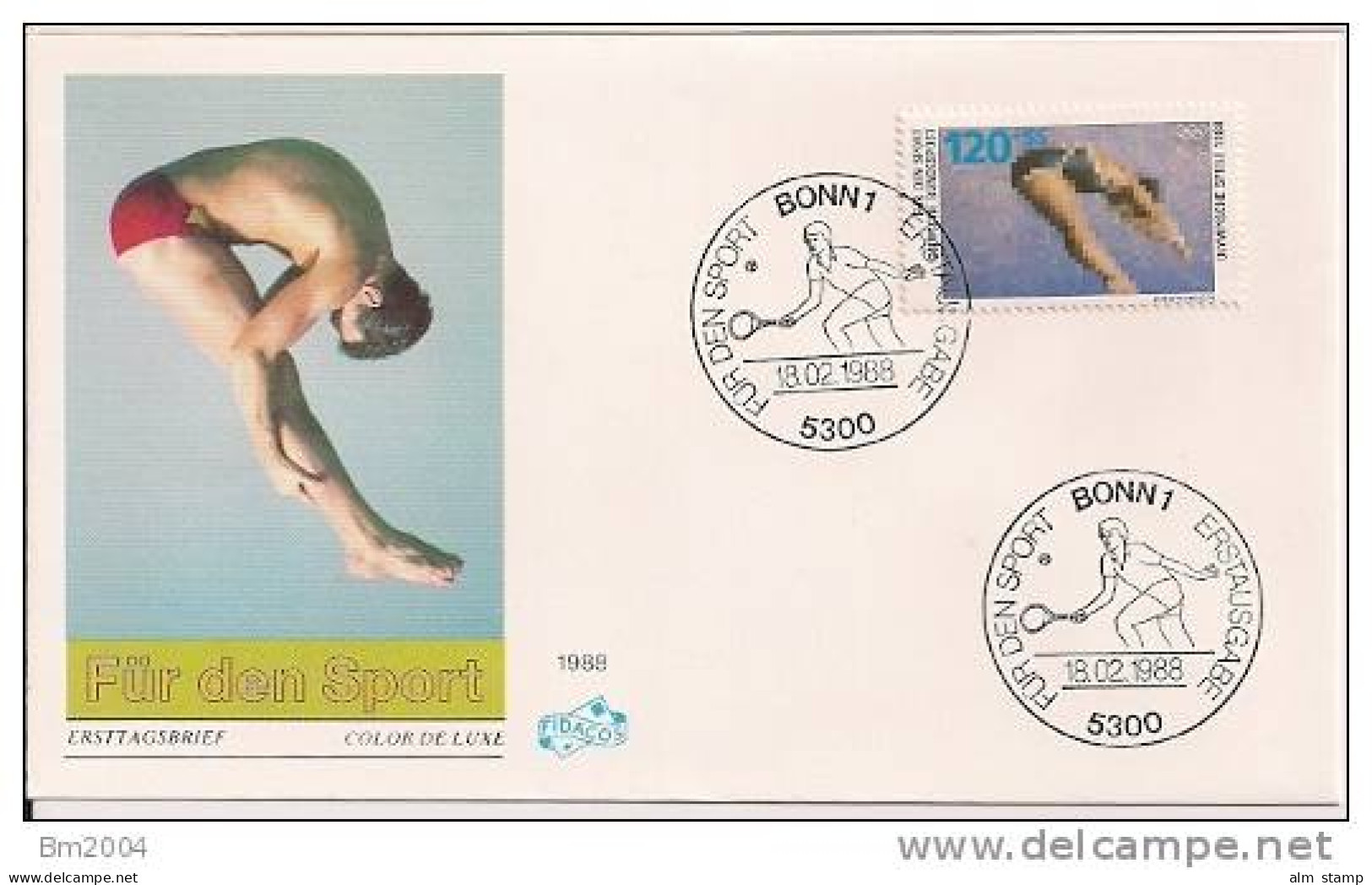 1988 Allem. Fed. Deutschland Yv. 1187 Mi 1355 FDC - Kunst- Und Turmspringen