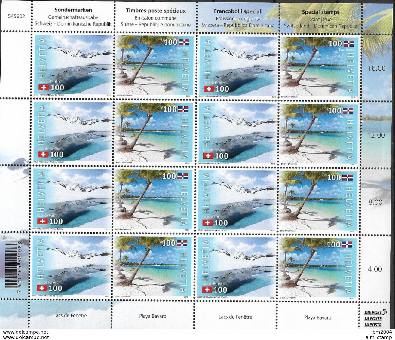 2016 Schweiz Mi. 2464-5 **MNH  80 Jahre Diplomatische Beziehungen Mit Der Dominikanischen Republik: Naturlandschaften. - Unused Stamps