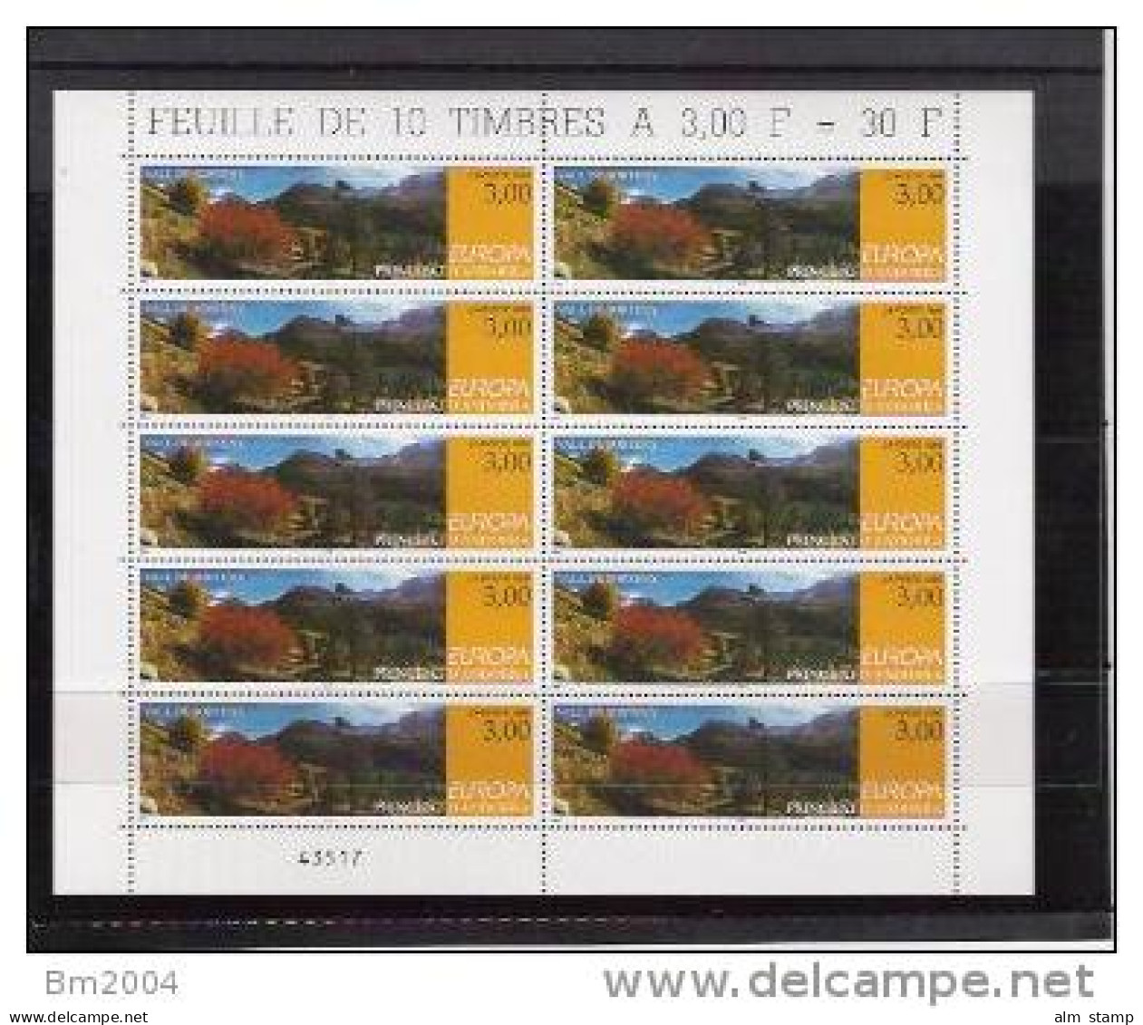 1999 Andorra Fr.   Mi. 535 **MNH Sheet  Europa - Blocs-feuillets