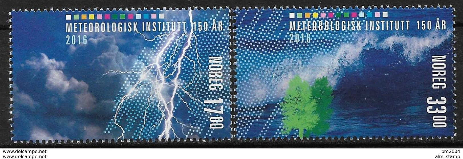 2016 Norwegen Mi.1916-7 **MNH  150 Jahre Wetterdienst - Neufs