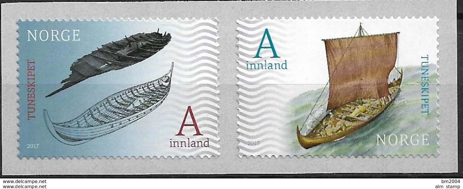 2017 Norwegen Mi.1935-6 **MNH  150. Jahrestag Der Ausgrabung Eines Tune-Wikingerschiffes Bei Friedrichstadt - Unused Stamps
