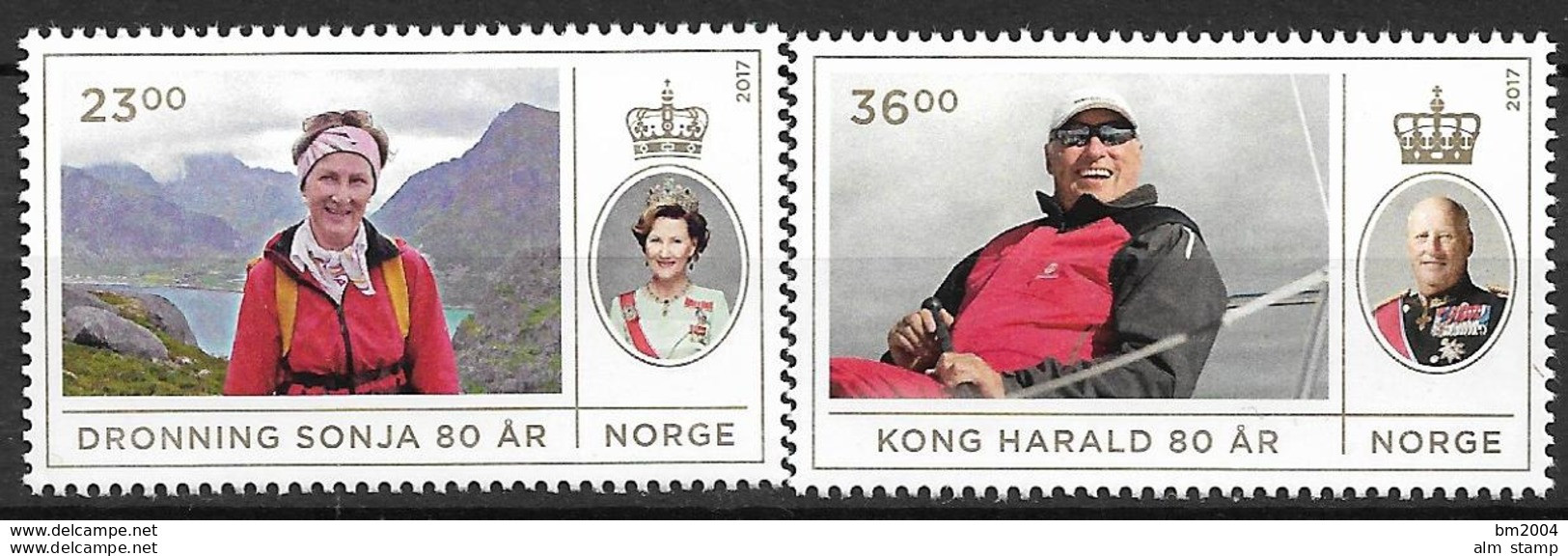 2017 Norwegen Mi.1931-2 **MNH 80. Geburtstage Von König Harald V. Und Königin Sonja. - Ongebruikt