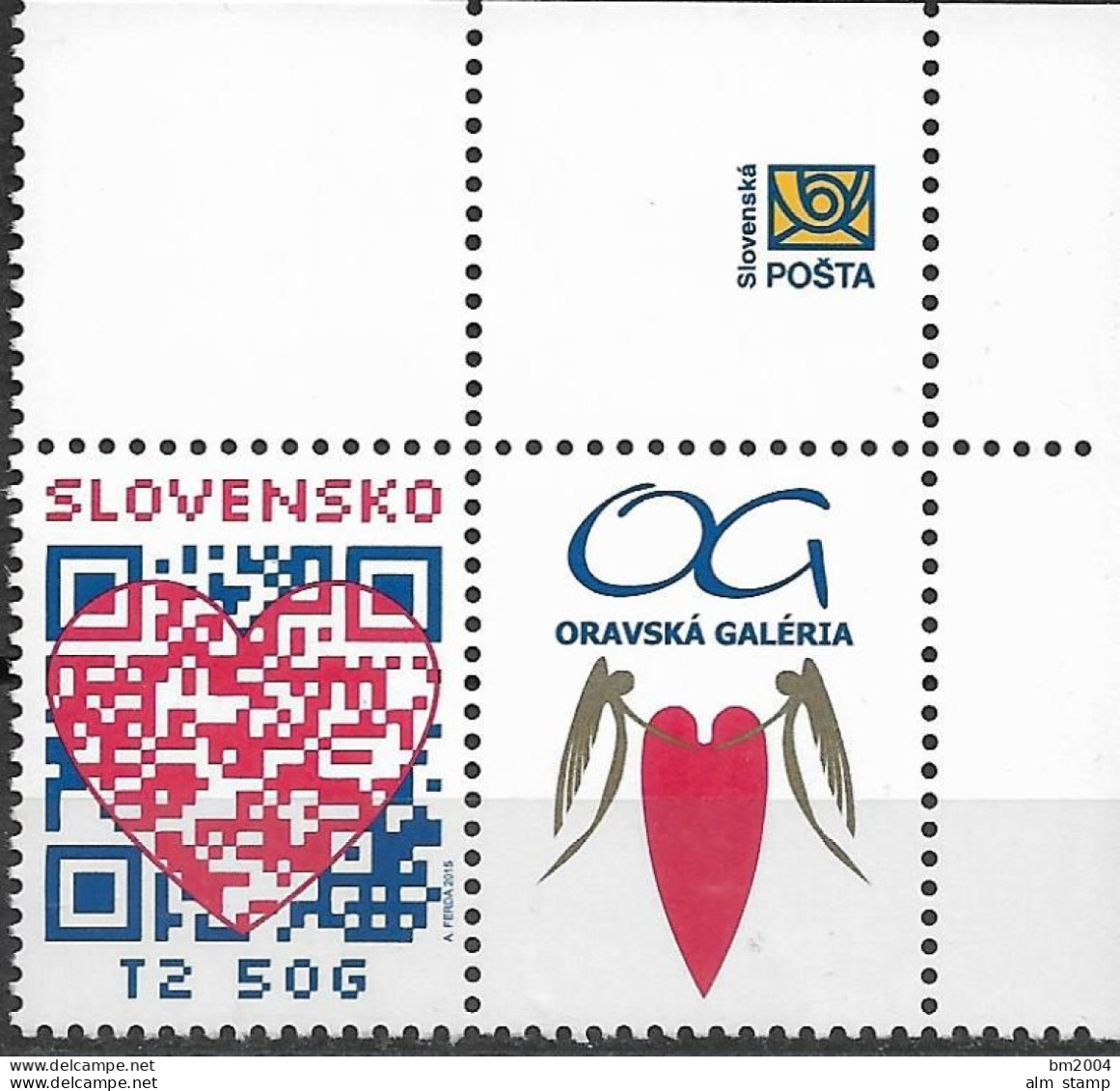 2015 Slovensko  Slowakei Mi. 755**MNH  Grußmarke Zum Valentinstag. - Neufs