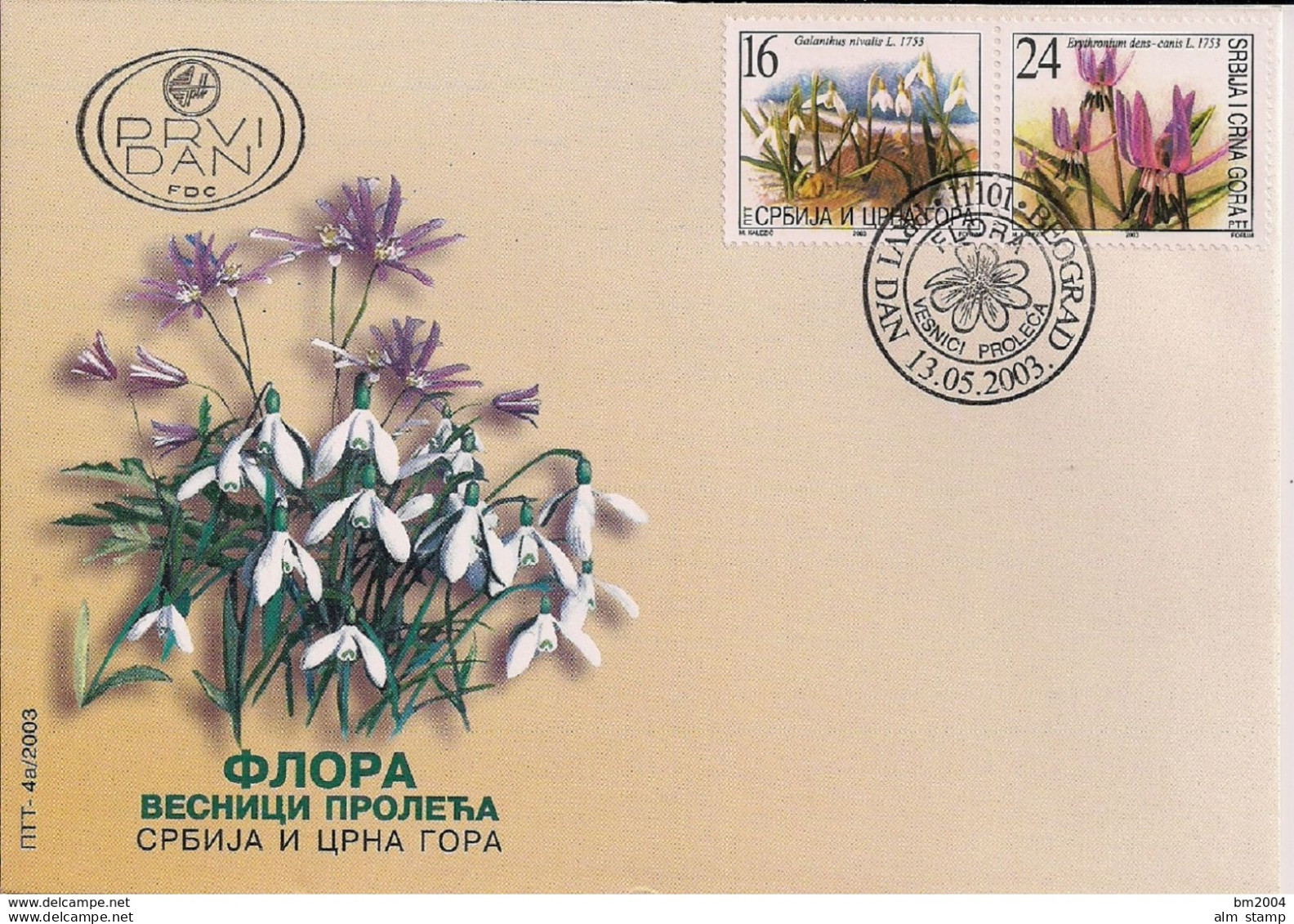 2003 Jugoslawien Serbien CRNA GORA Mi. 3116-9 FDC  Flora: Vorboten Des Frühlings - FDC