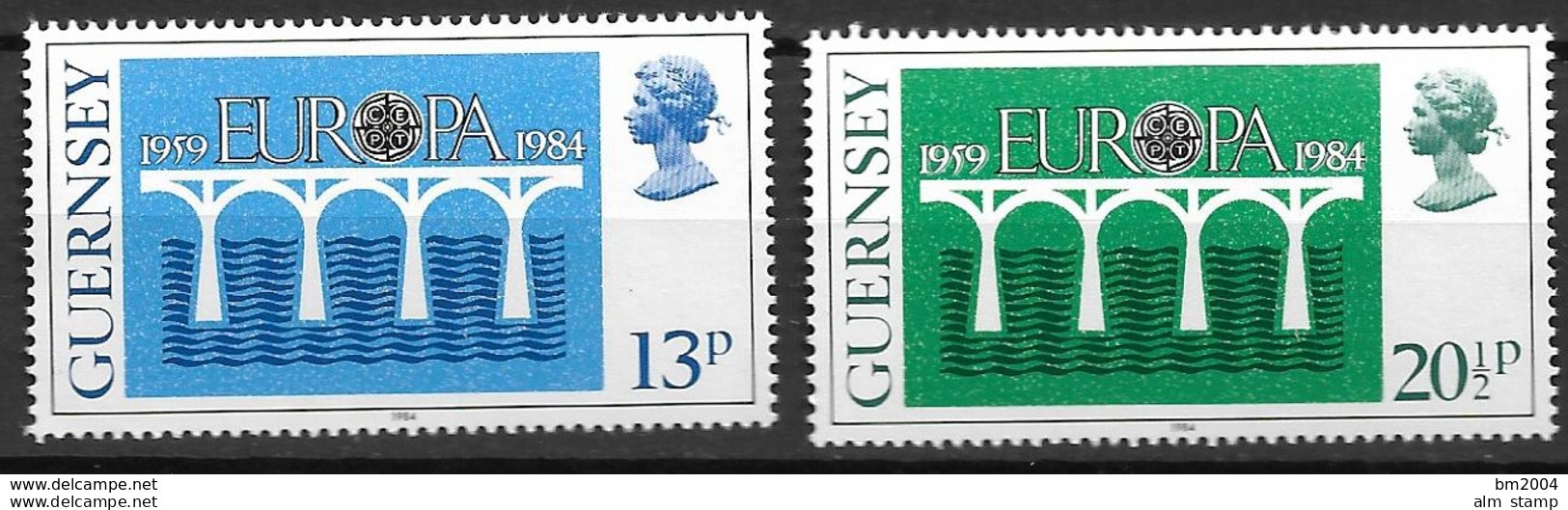 1984 Guernsey  Mi.286-7 **MNH Europa: 25 Jahre Europäische Konferenz Der Verwaltungen Für Das Post- Und Fernmeldewes - Guernesey