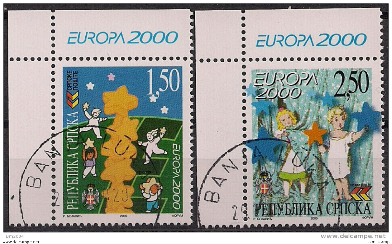 2000  BOSNIA ERZEGOVINA SERBA REPUBLIKA SRPSKA Mi.167-8   Used RAR EUROPA : Kind Mit Stern - 2000