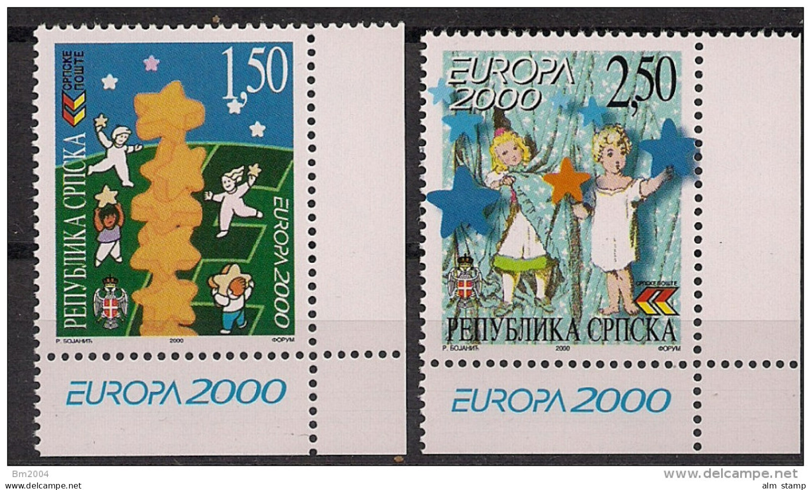 2000  BOSNIA ERZEGOVINA SERBA REPUBLIKA SRPSKA Mi.167-8  **MNH EUROPA : Kind Mit Stern - 2000