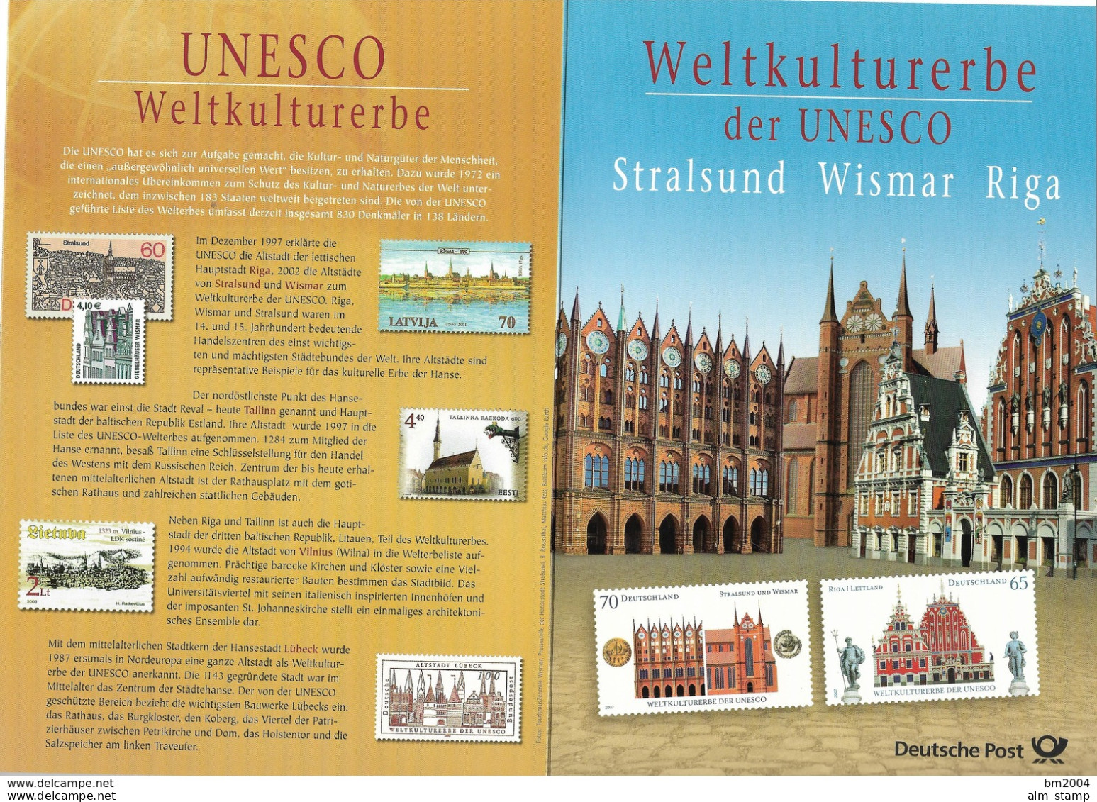 2007 Deutschland Mi. 2614-5   + Lettland 702-3 Used  In Faltkarte  UNESCO-Welterbe Wismark / Riga - Joint Issues