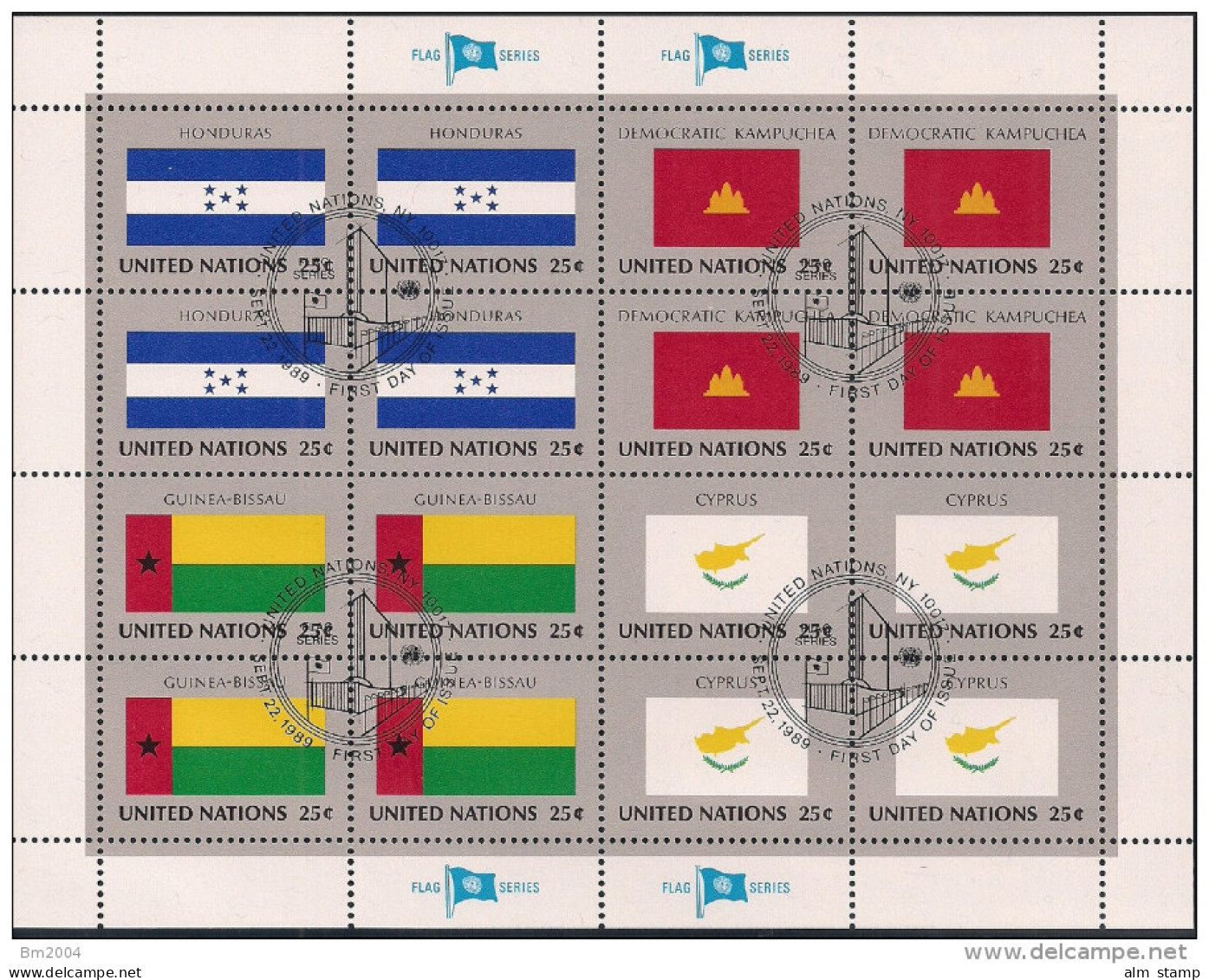 1989 UNO NY Mi.  579-94 Used    Sheet   Flaggen Der UNO-Mitgliedsstaaten - Blokken & Velletjes