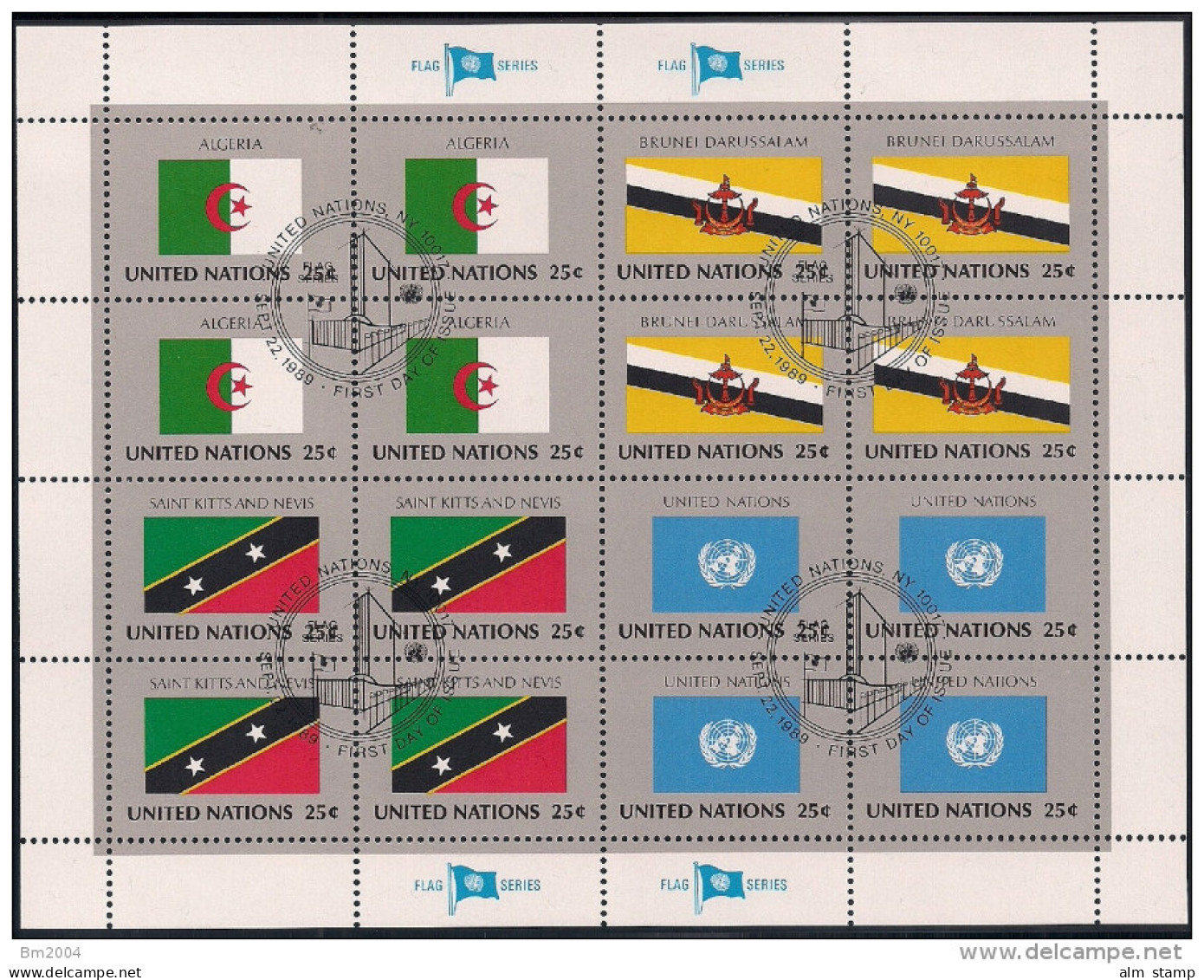 1989 UNO NY Mi.  579-94 Used    Sheet   Flaggen Der UNO-Mitgliedsstaaten - Hojas Y Bloques