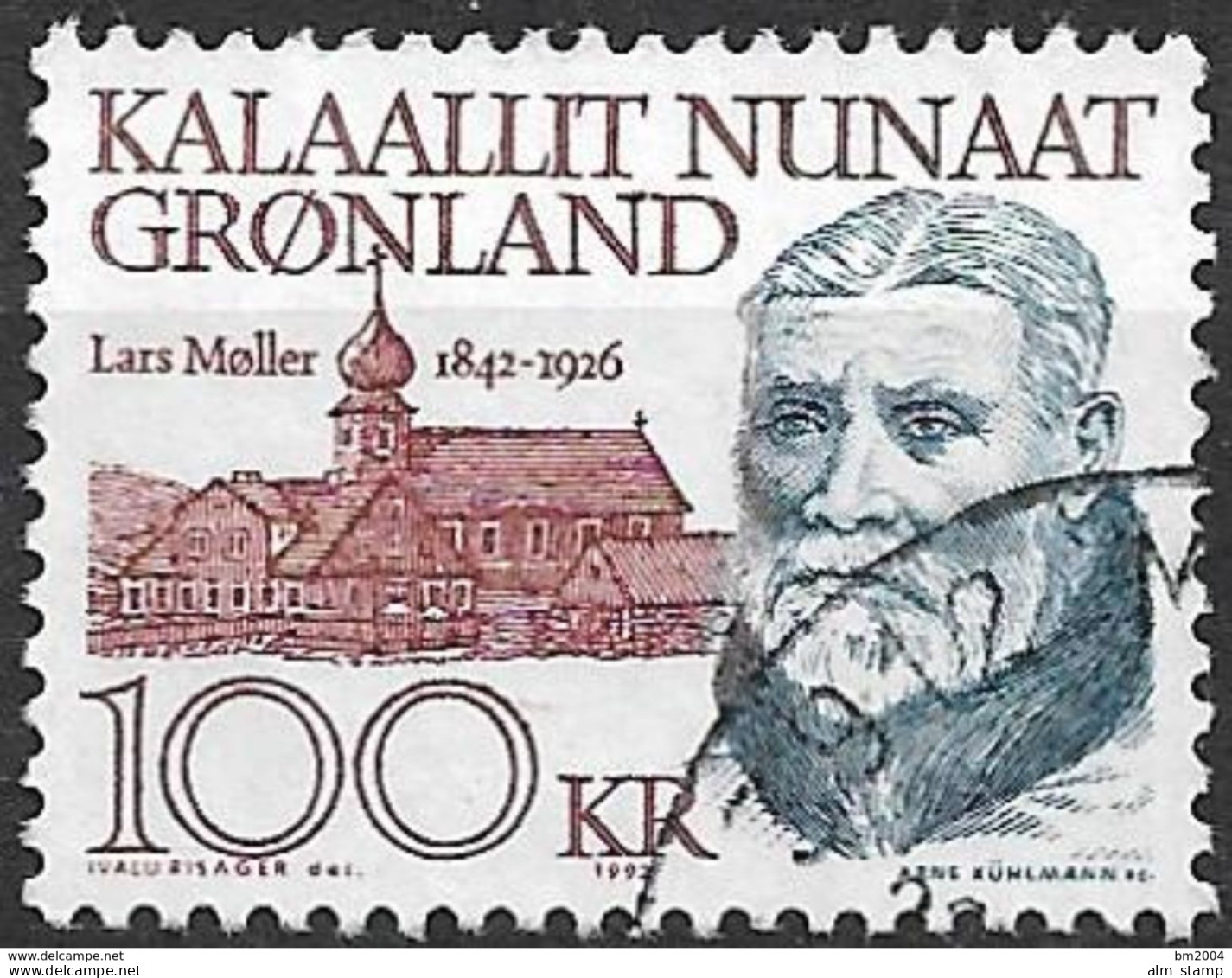 1992 Grönland Mi. 227 Used   150. Geburtstag Von Lars Møller - Gebruikt