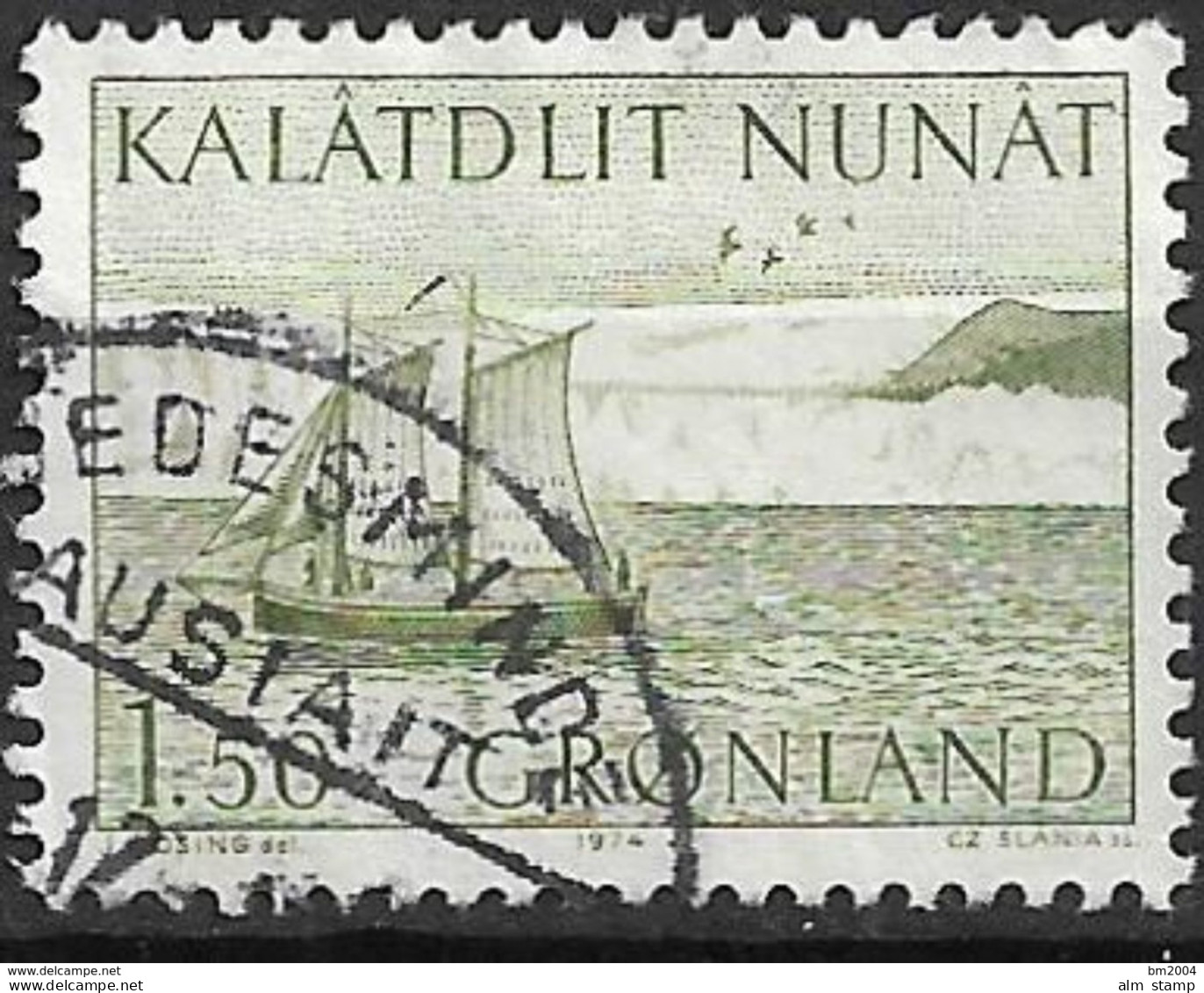 1974 Grönland Mi. 87 Used   Postbeförderung In Grönland.: Walfangboot „Karen“, Gletscher Eqip Sermia - Oblitérés
