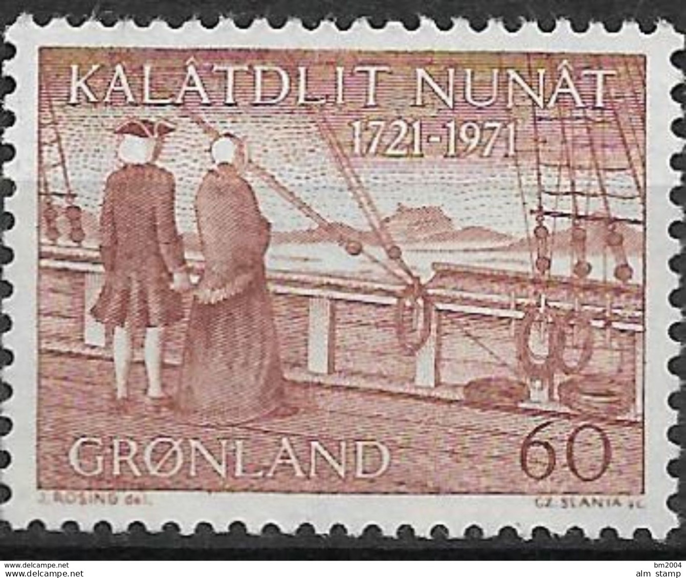 1971 Grönland  Mi. 77**MNH 250. Jahrestag Der Ankunft Der Ersten Neuzeitlichen Europäischen Siedler Und Hans Egedes In G - Neufs