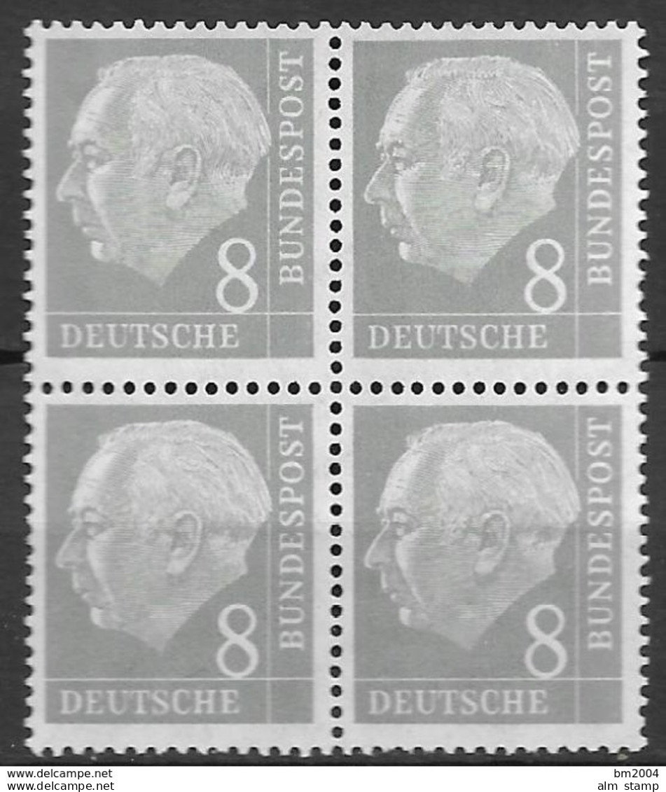 1954  Deutschland Germany  Mi.182  **MNH 4er Block  Theodor Heuss - Ungebraucht