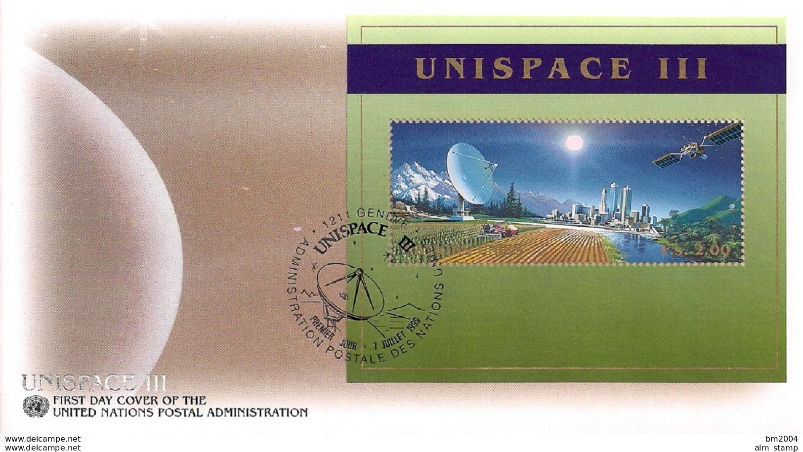 1999 UNO Genf Mi. Bl 11 FDC 3. Konferenz Der Vereinten Nationen über Die Erforschung Und Friedliche Nutzung Des Weltraum - FDC