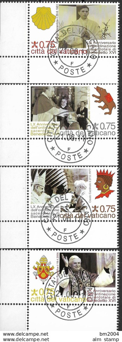 2011  Vatikan Mi. 1712-5 Used  60. Jahrestag Der Priesterweihe Von Papst Benedikt XVI. - Used Stamps