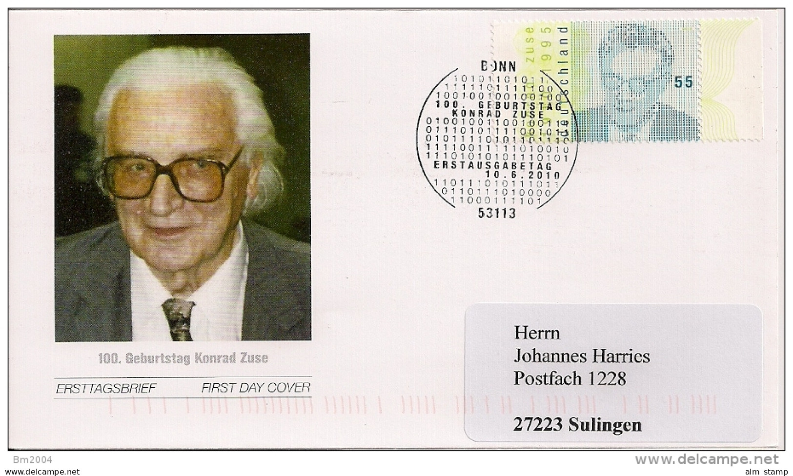 2010  Deutschland Germany Mi  2802 FDC  Konrad Zuse - 2001-2010