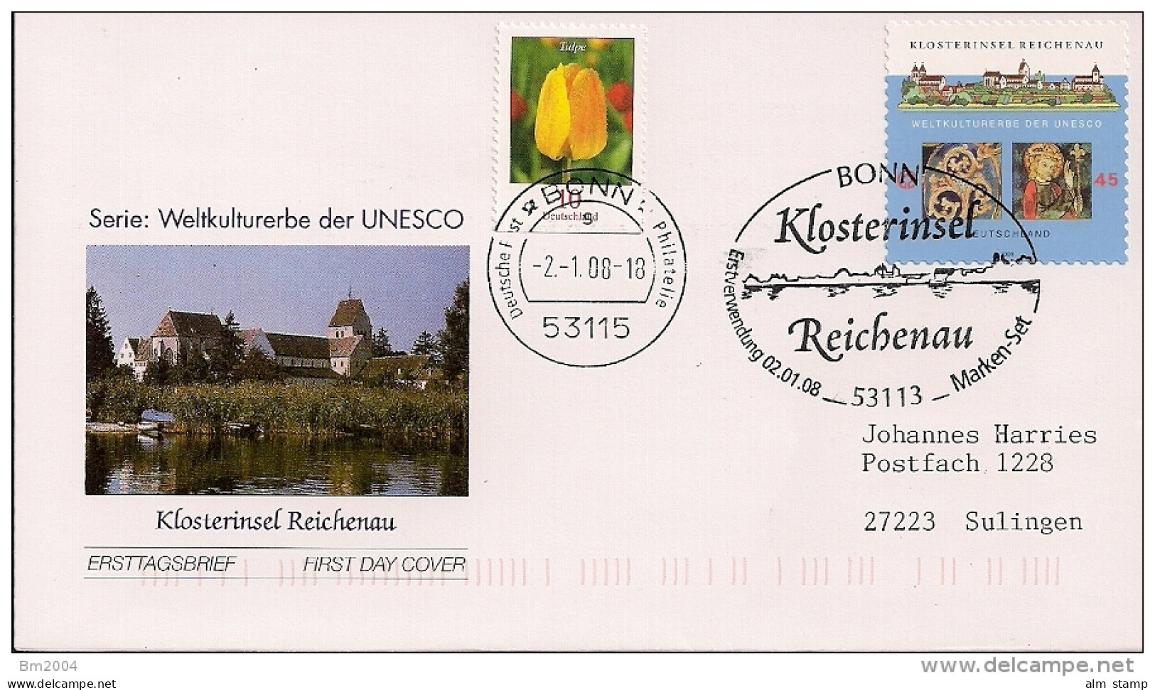 2008   Deutschland Germany   Mi  2642 FDC   Folienmarke  Reichenau UNESCO-Welterbe - 2001-2010