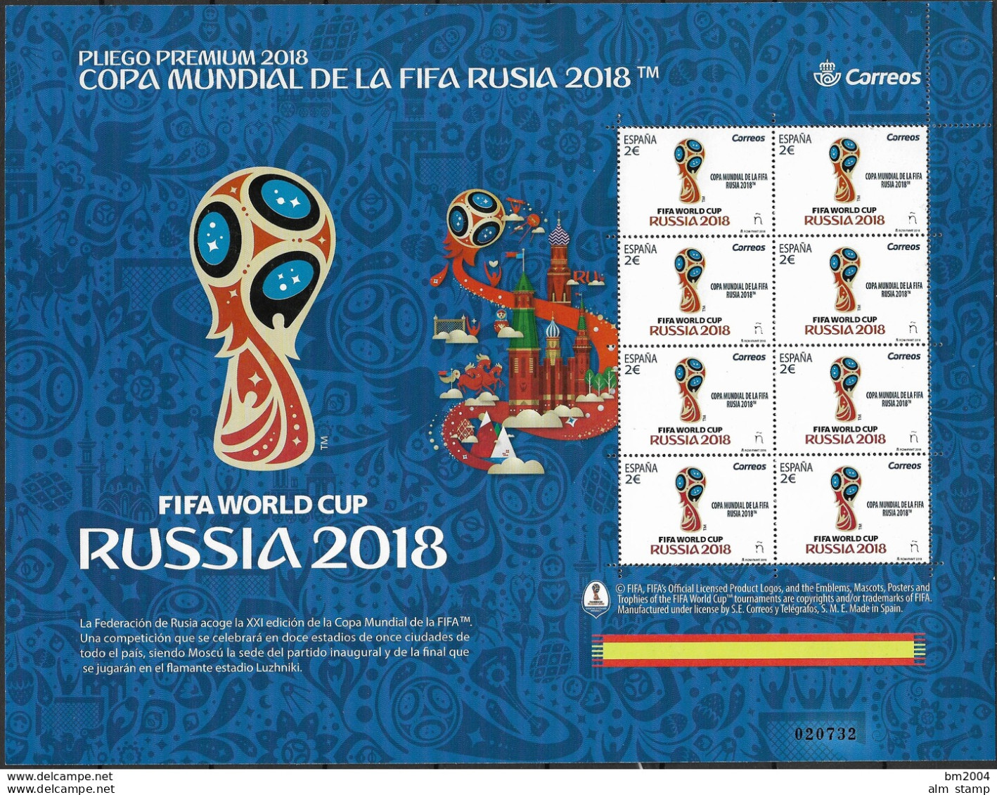 2018 Spanien FIFA WOLD CUP RUSSIA 2018 **MNH Sheet - Blocs & Hojas