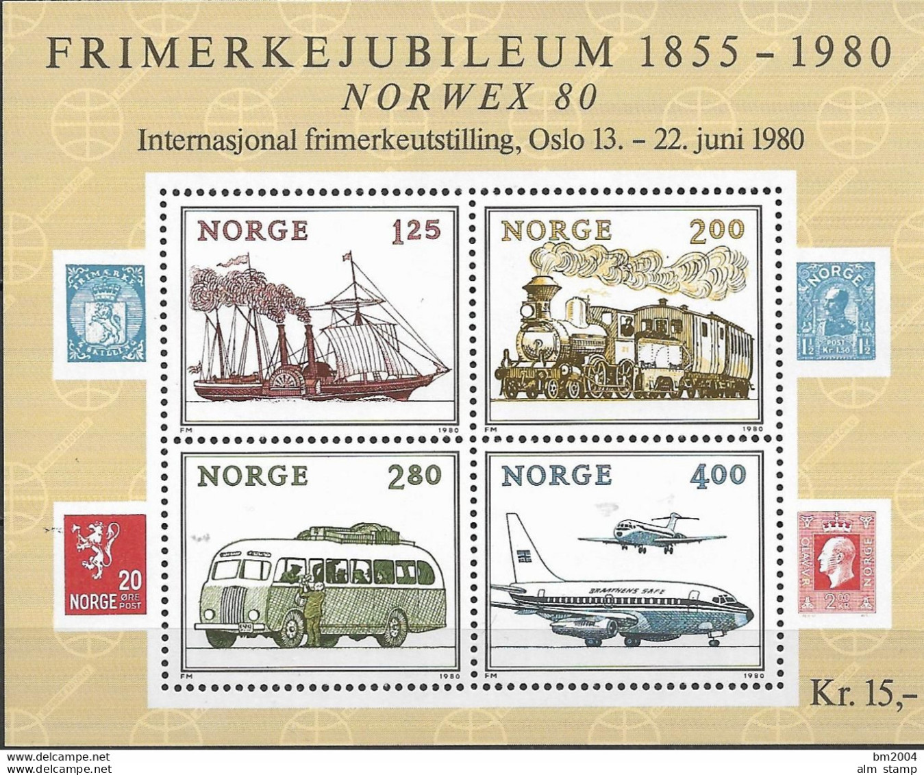 1980  Norwegen Mi. Bl. 3 **MNH  Internationale Briefmarkenausstellung NORWEX ’80, Oslo - Neufs