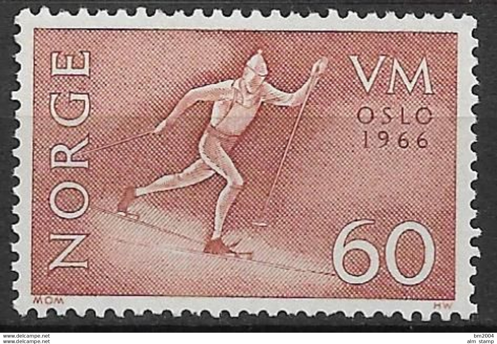 1966 Norwegen Mi. 539  **MNH   Skilangläufer - Unused Stamps