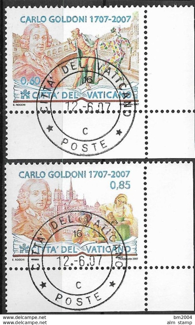 2007 Vatikan Mi. 1580-1 FD-used  300. Geburtstag Von Carlo Goldoni. - Used Stamps