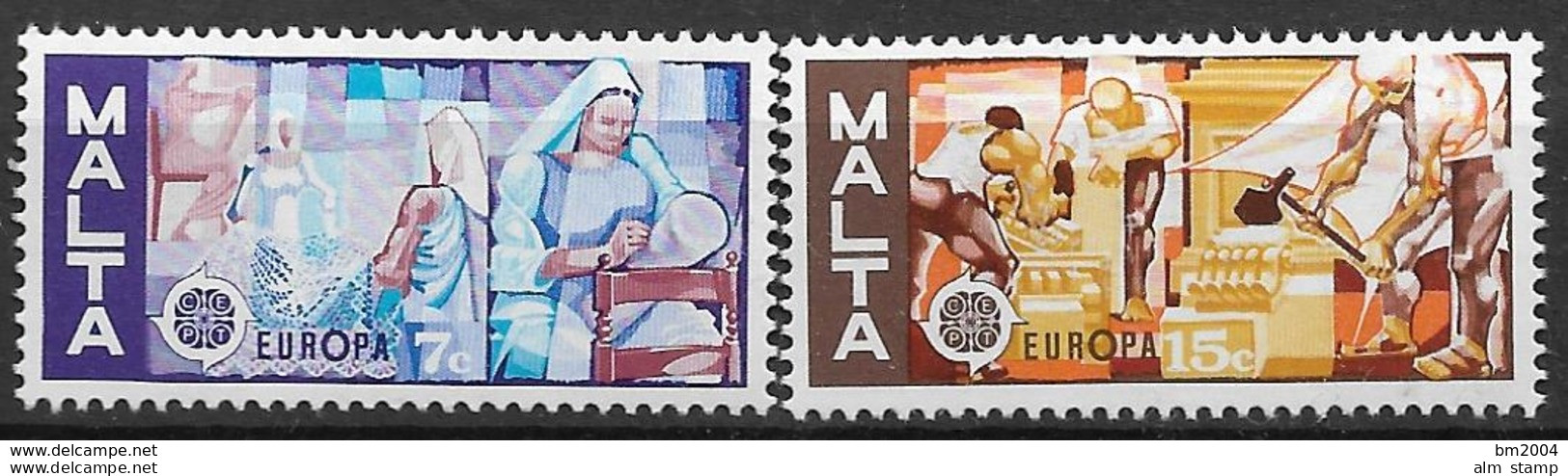 1976 Malta Mi. 532-3 **MNH Europa: Kunsthandwerk - 1976