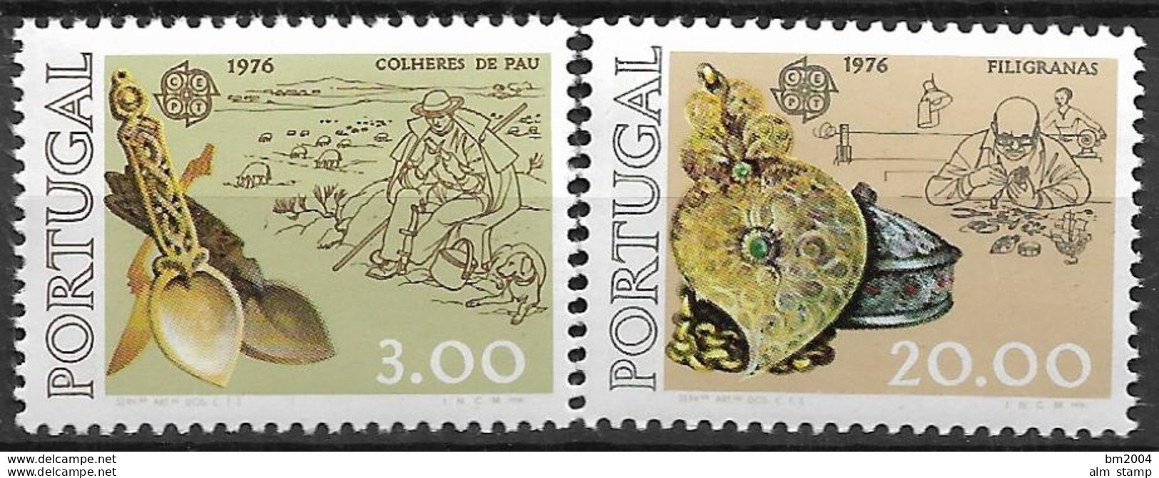 1976 Portugal  Mi. 1311-2 **MNH   Europa: Kunsthandwerk - 1976