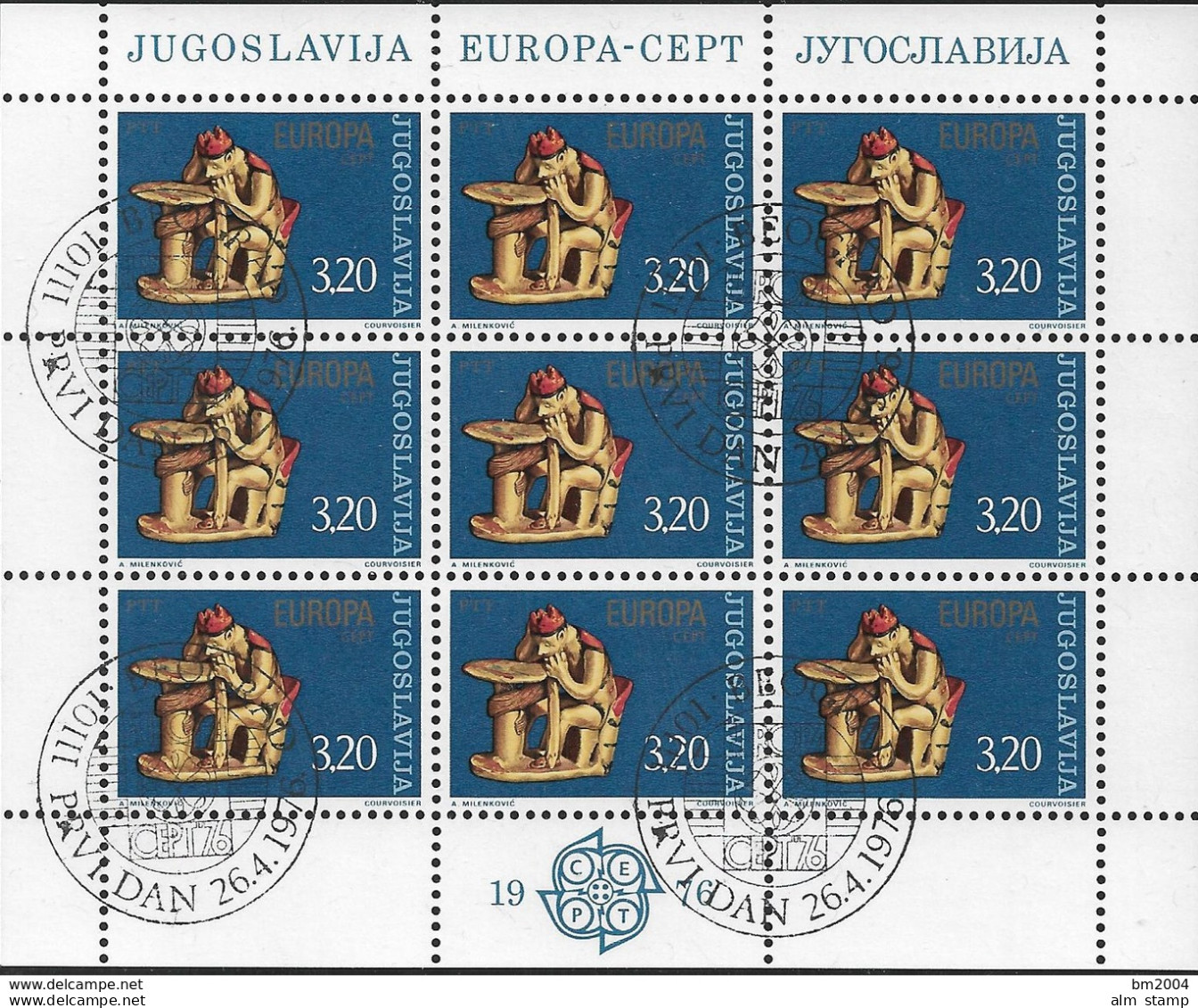 1976 Jugoslawien  Mi. 1635-6 Used  Sheet Europa: Kunsthandwerk - 1976