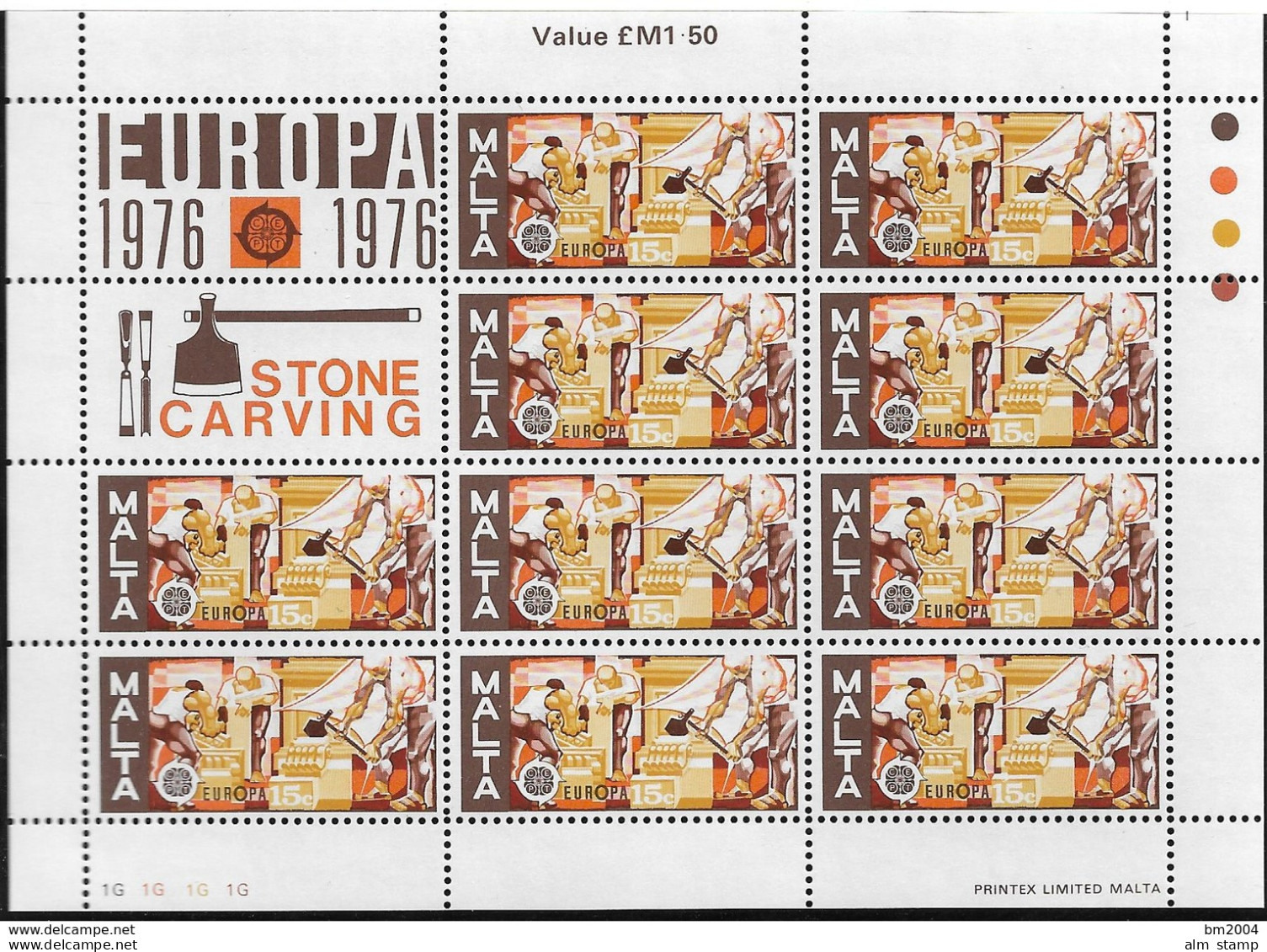 1976 Malta Mi. 532-3 **MNH Sheet Europa: Kunsthandwerk - 1976