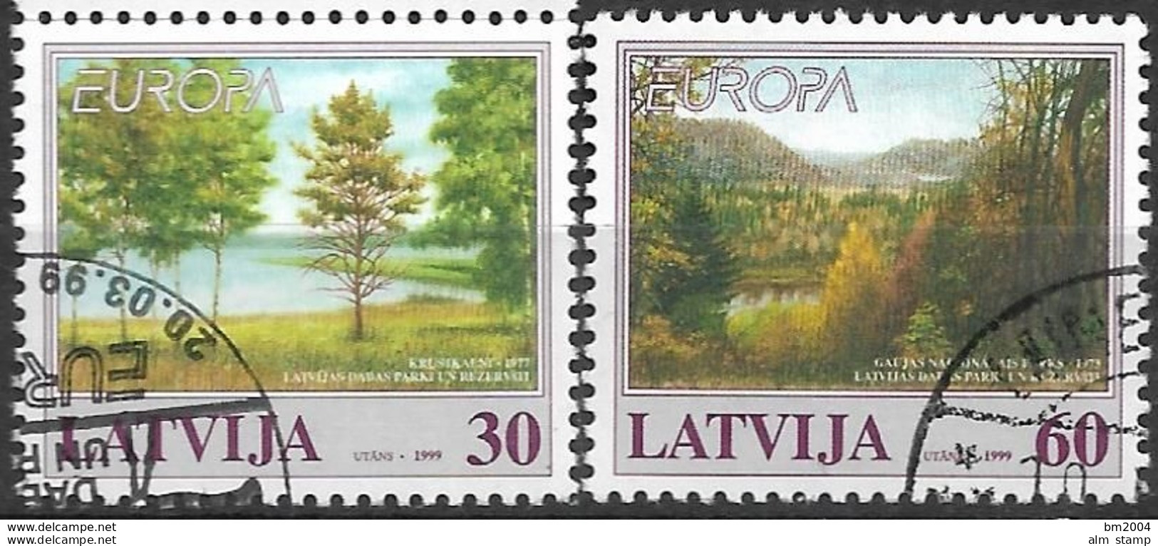 1999 Lettland   Mi. 498-9 Used Europa: Natur -und Nationalparks - 1999