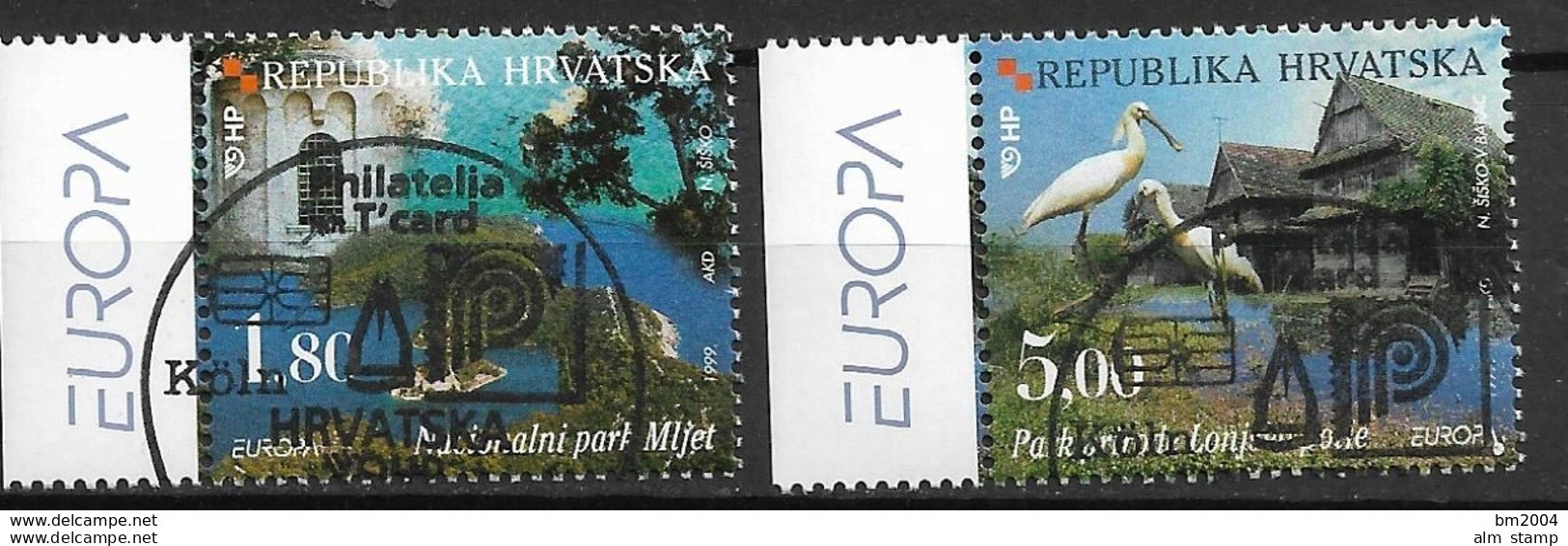 1999 Kroatien  Mi. 498-9  Used Europa: Natur -und Nationalparks - 1999