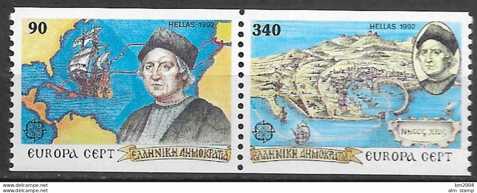 1992 Griechenland    Mi. 1802-3 C**MNH Europa: 500. Jahrestag Der Entdeckung Von Amerika - 1992