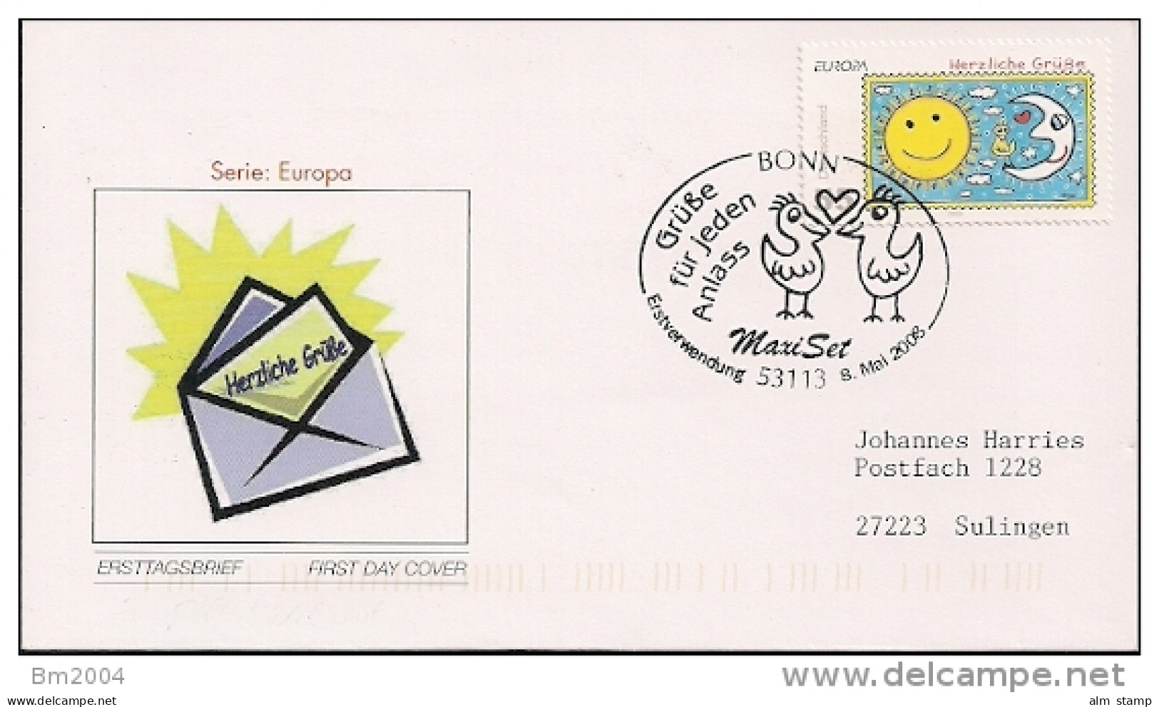 2008 Deutschland Germany . Mi. 2662 FDC Used Bonn Europa Der Brief - 2008