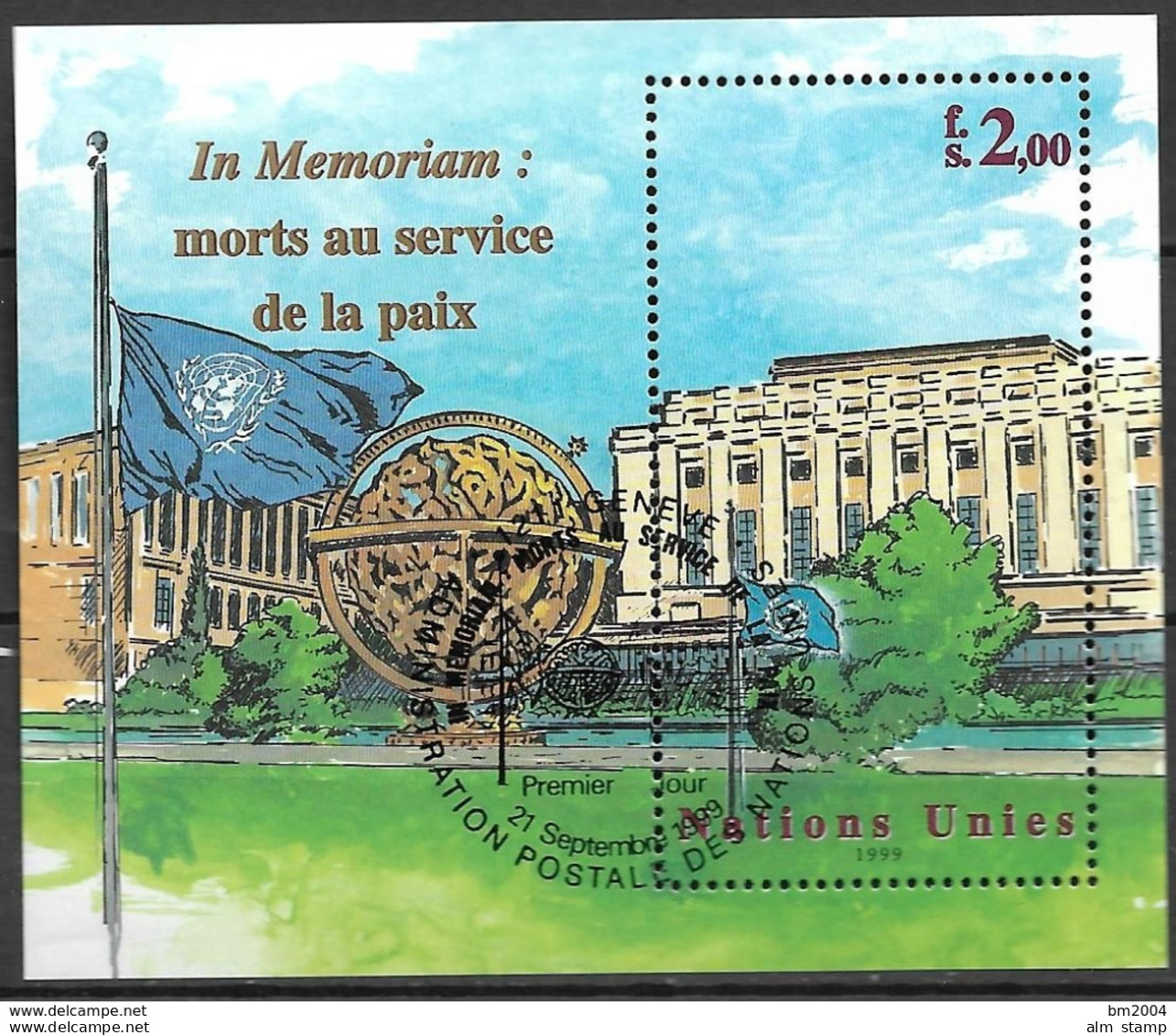 1999 UNO Genf Mi.Bl. 12 Used Gefallen Im Dienste Des Friedens - Hojas Y Bloques