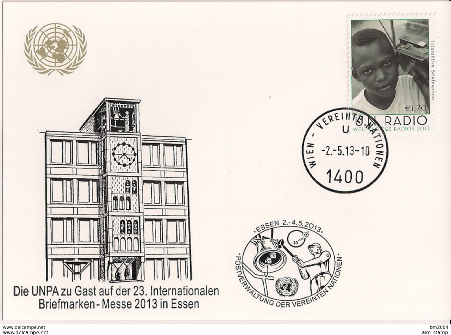 2013 UNO Wien Mi. 765  WEISSE KARTE - White Card Essen  2013 - FDC