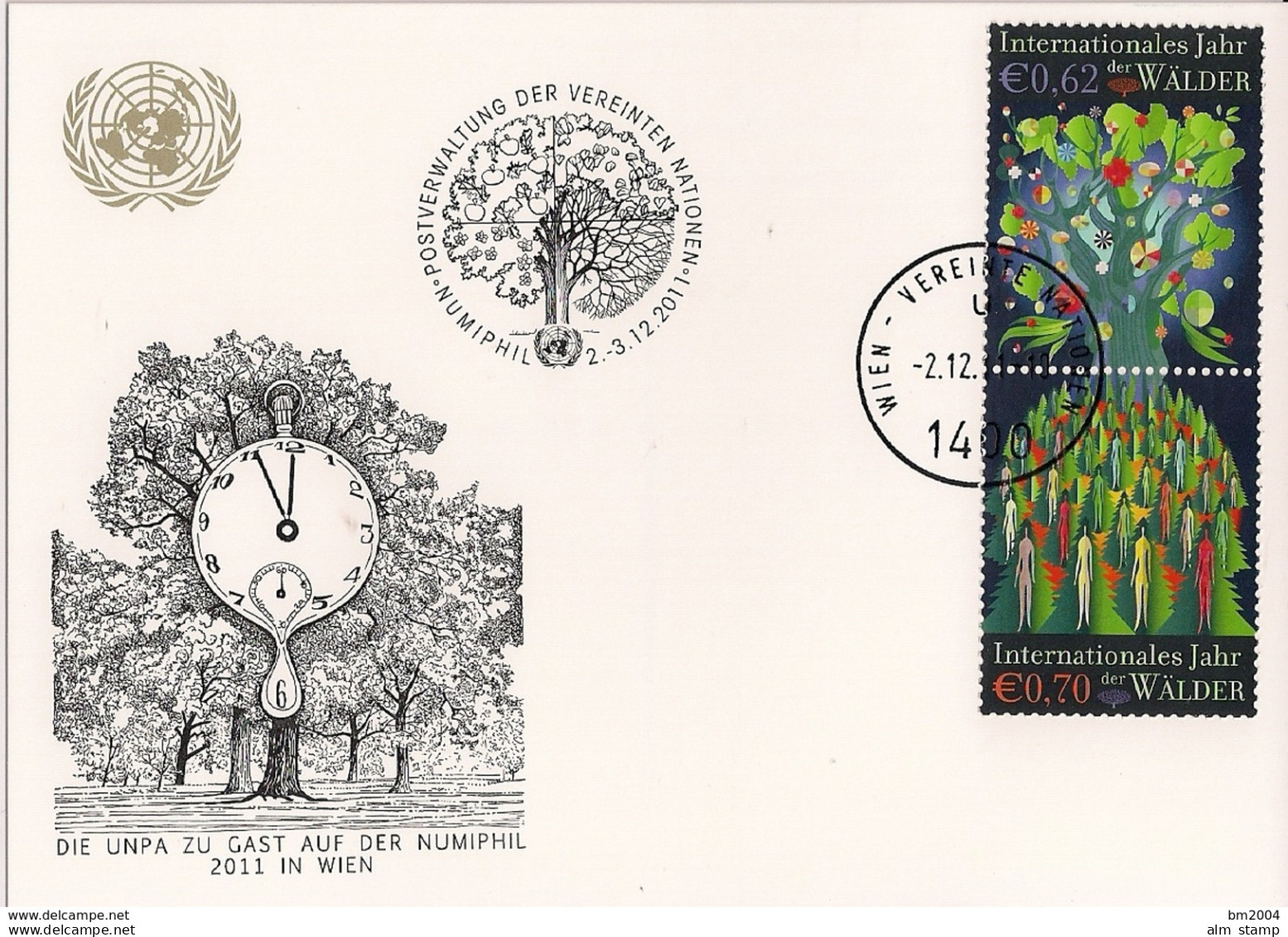 2011 UNO Wien Mi. 736-7  WEISSE KARTE - White Card  NUMIPHIL  WIEN - FDC