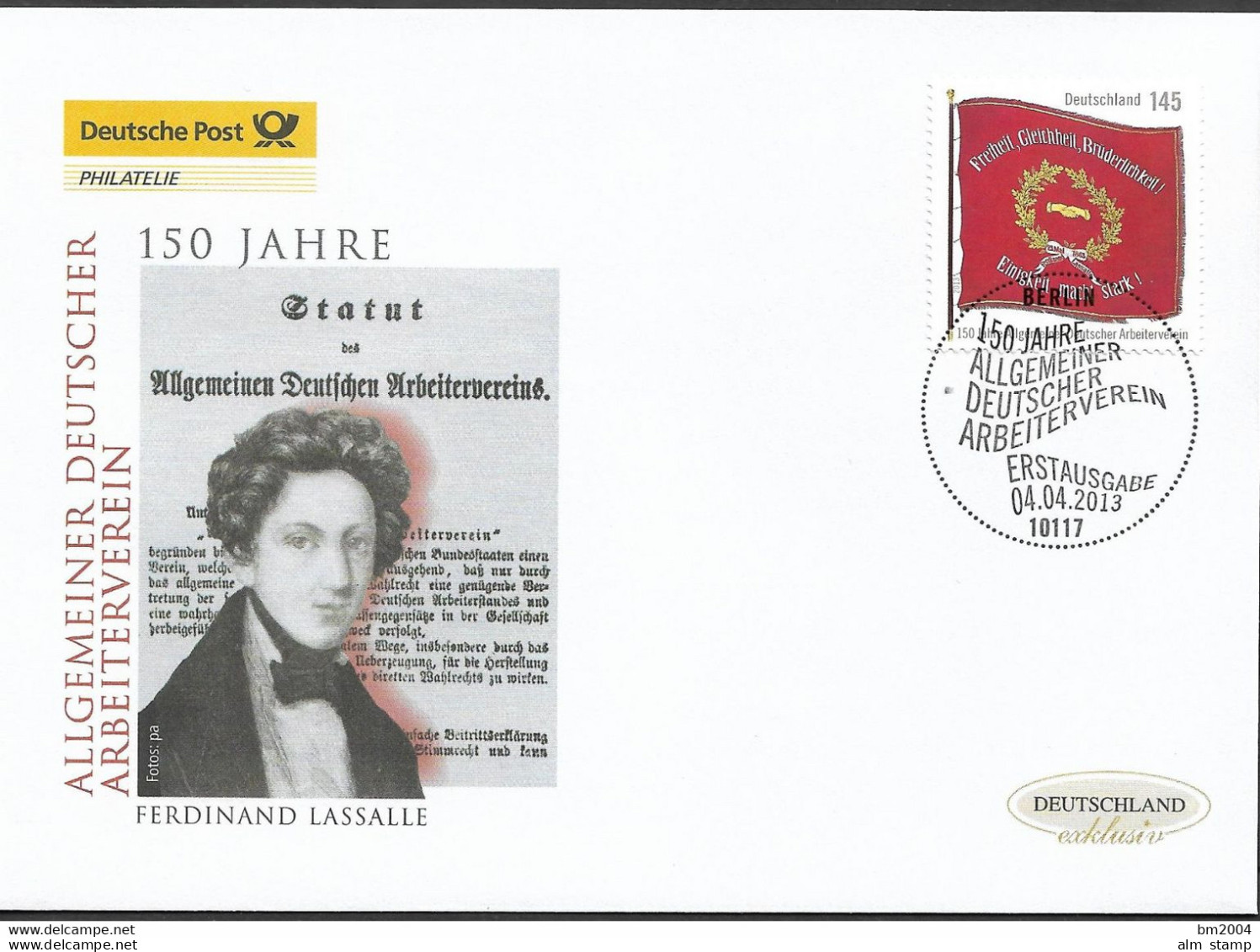 2013 Deutschland Germany. Mi.2997 FDC   150 Jahre Allgemeiner Deutscher Arbeiterverein - 2011-…