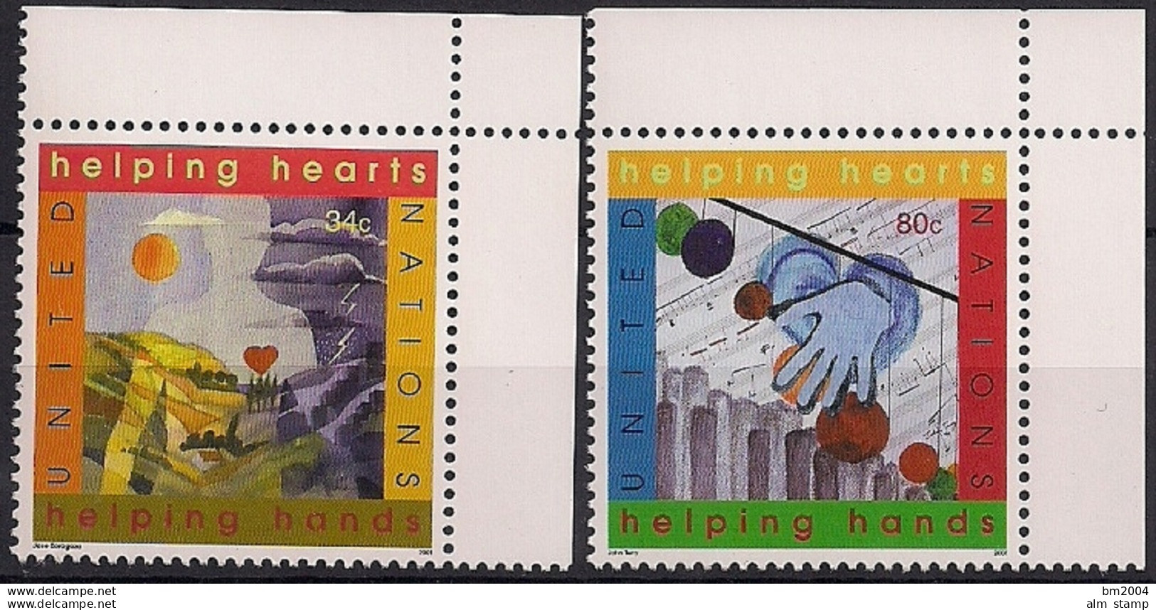2001 UNO NEW YORK   MI. 860-1  **MNH    Internationales Jahr Des Ehrenamtes: Gemäldeausstellung &bdquo;Ein Herz, Eine We - Unused Stamps