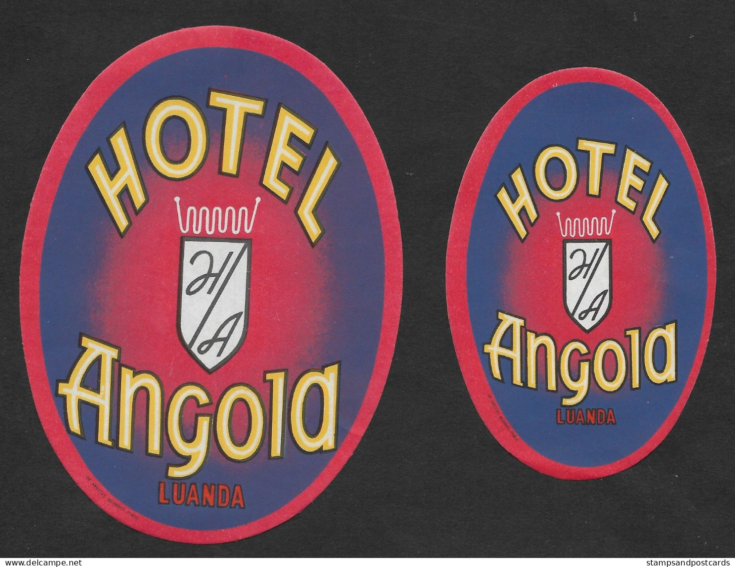 Angola Luanda Portugal 2 Etiquette Valise Hotel Angola 2 Luggage Label - Etiquetas De Hotel