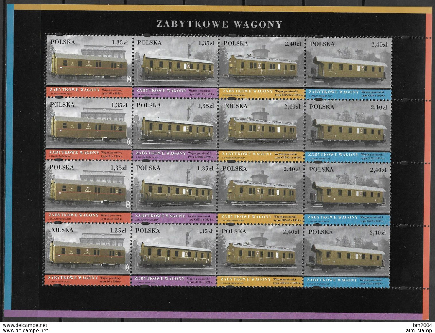 2007  Polen Mi. 4308-11  **MNH  Reisezugwagen Im Eisenbahnmuseum Wolsztyn. - Unused Stamps