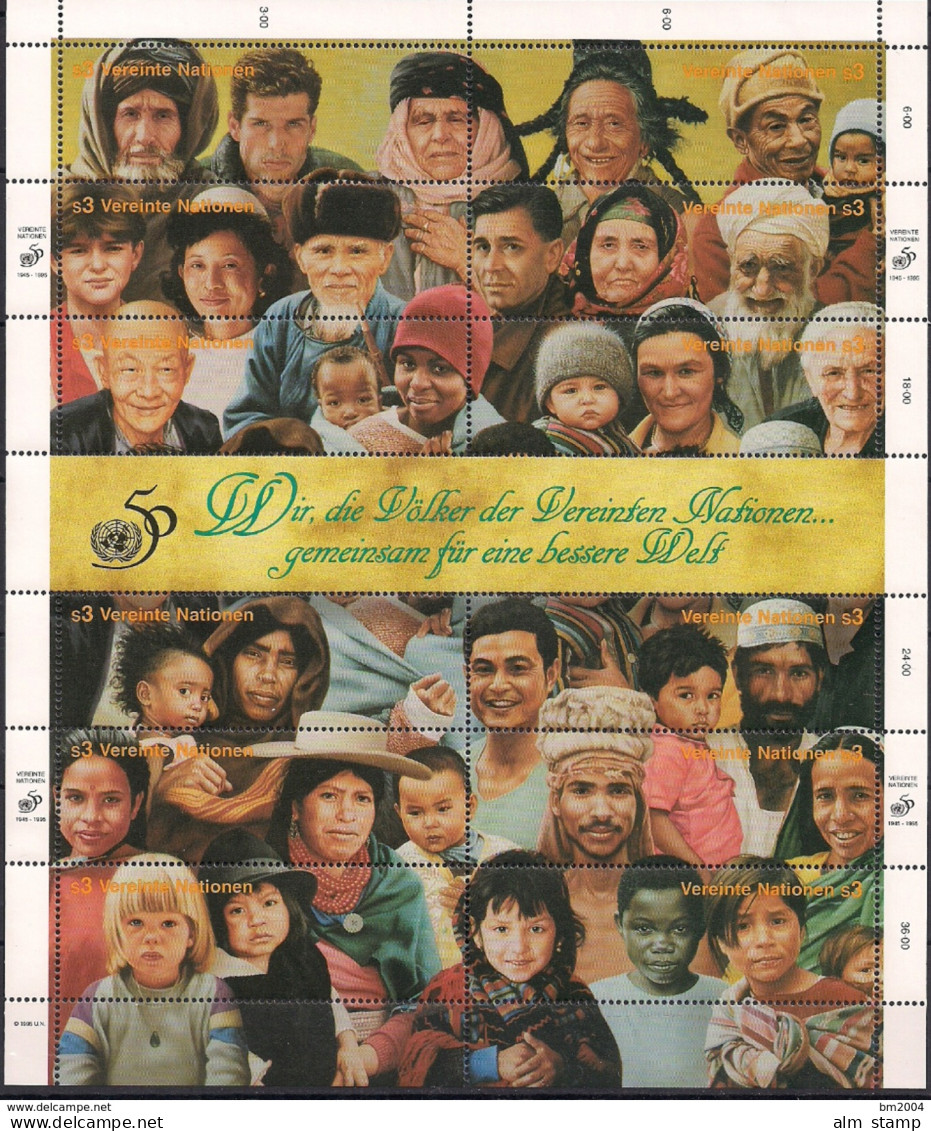 1995 UNO Wien Sheet Mi. 190-201 **MNH   50 Jahre Vereinte Nationen (UNO) - Blocs-feuillets
